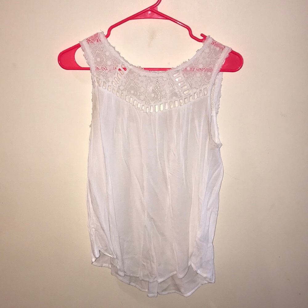 Tank with crochet neckline